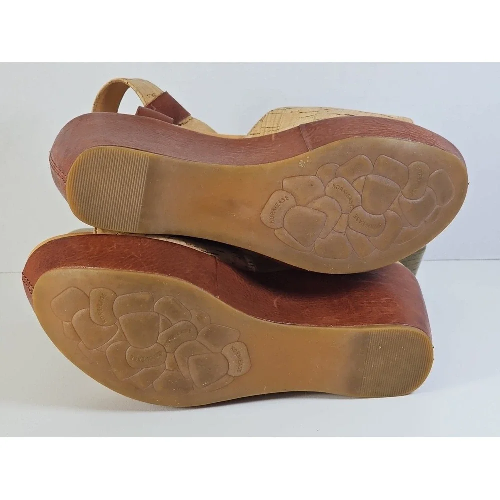 Kork‎ Ease Keirn Cork Leather Platform Wedge Sandal w/ Ankle Strap Sz 8M